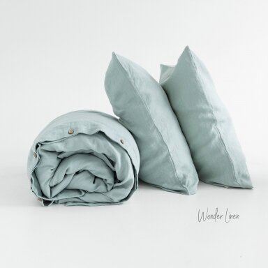 Blue Lace Linen Duvet Cover Set