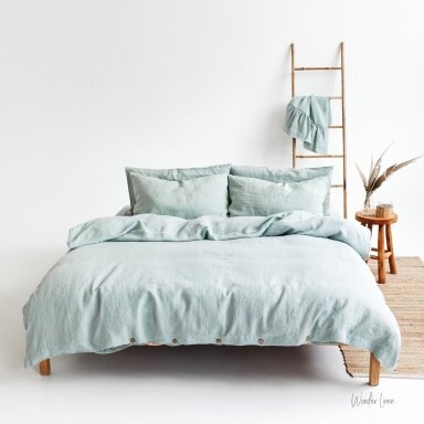 Blue Lace Linen Duvet Cover Set