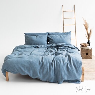 Dusty Blue Linen Duvet Cover Set