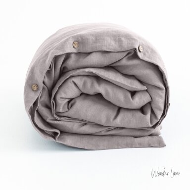 Dusty Lilac Linen Duvet Cover With Buttons