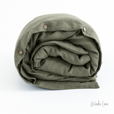 Eucalyptus Linen Duvet Cover With Buttons