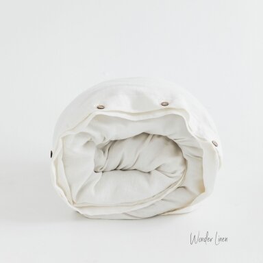 Ivory Linen Duvet Cover With Buttons