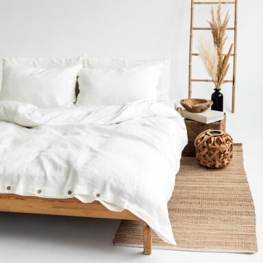 Ivory Linen Duvet Cover With Buttons