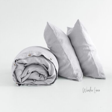 Light Gray Linen Duvet Cover Set