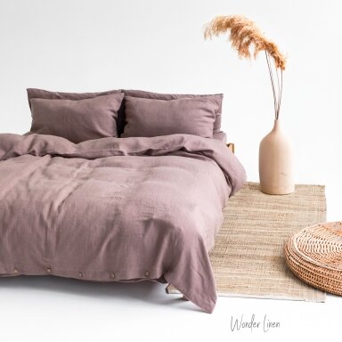 Mauve Taupe Linen Duvet Cover With Buttons