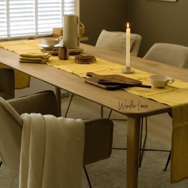 Moss Yellow Linen Table Runner