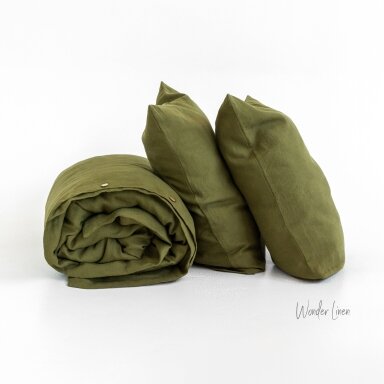 Olive Linen Duvet Cover Set